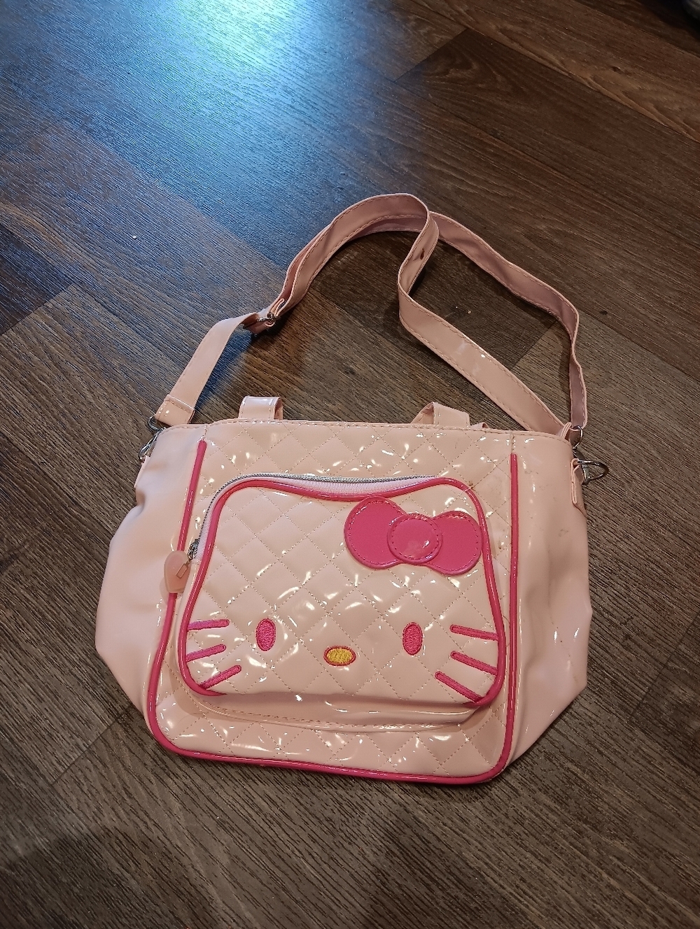 Hello Kitty Light Pink Patent Quilted Crossbody Bag with Hot Pink Trim